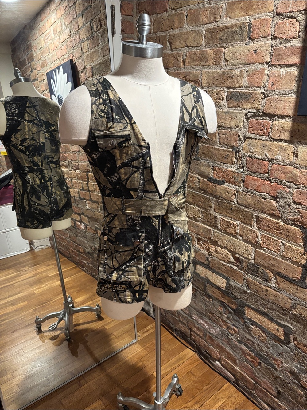 Akira denim Camo Romper